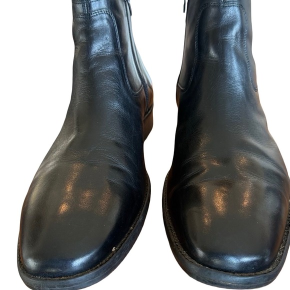 Johnston & Murphy Men's Black Leather Ankle Boots 11M Sheepskin Zip - Picture 2 of 8